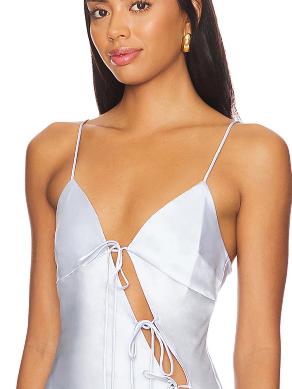 Lioness PALE BLUE* Mariah Satin Tie-Front top SOLD OUT!! - Picture 2 of 8